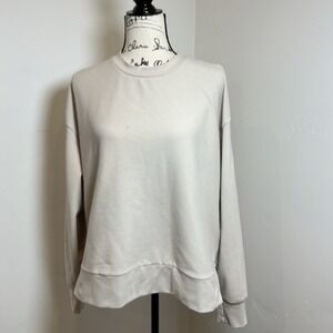 VARLEY Beige Crewneck Pullover Sweatshirt with Zipper Detail Women's Sz L